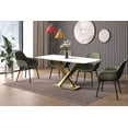 thumbnail image 3 of LeisureMod Voren Modern Dining Table with 71" Rectangular Sintered Stone or Glass Wide Tabletop and Steel Legs for Home, Kitchen, Dining or Conference Room in White/Gold, 3 of 10