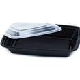 thumbnail image 3 of 56oz Rectangular Microwavable Black Plastic Meal Prep Containers with Clear Lids - Food Storage Container - Certified BPA-Free, Stackable, Reusable Microwave, Dishwasher Safe, Disposable (50), 3 of 4