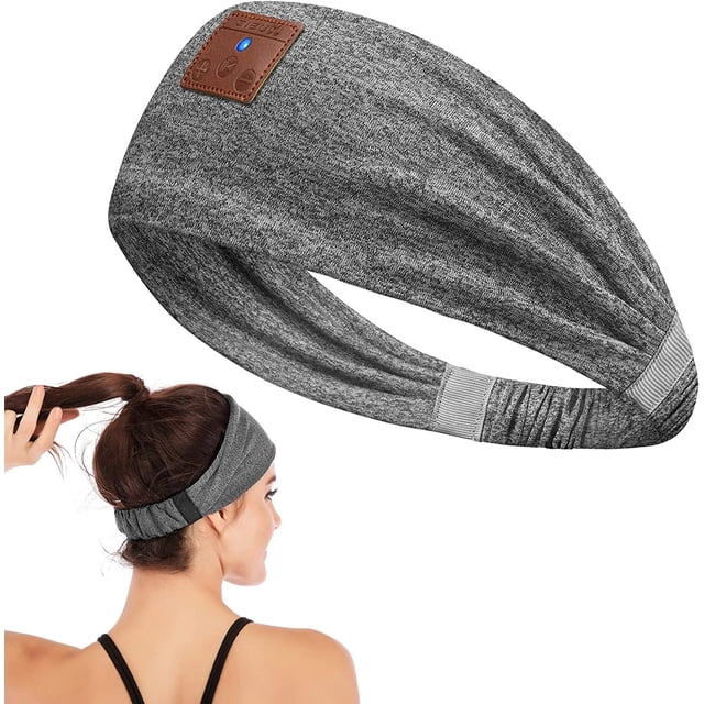 Auriculares para dormir con diadema Bluetooth, auriculares inalámbricos para dormir con música para mujeres y hombres, auriculares con diadema de música transpirable con Bluetooth para yoga (gris)