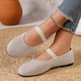 thumbnail image 3 of Domuza Women's Mary Jane Flat Shoes with Elastic Strap, Soft Faux Suede Slip On Casual Walking Flats, Comfortable Low Profile Everyday Footwear for Work Office Daily Wear White 7.5（EU-39）, 3 of 6