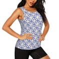 thumbnail image 2 of Xecao Plaid Flowers print women's scoop neck, loose-fit workout tank tops for the gym., 2 of 9