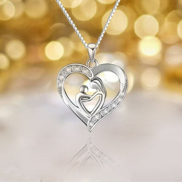 EGNMCR Colliers & Pendentifs Collier Cœur pour Femmes Cadeau Unique Fête pour Ma Fille Amour Maman Collier Cœur Mur Ornemental