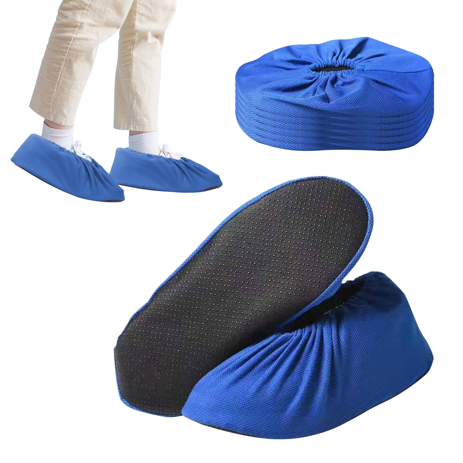Reusable Shoe Covers for Indoor 6 Pair Non Slip Washable Boot Cover for
