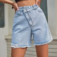 thumbnail image 2 of Women's Summer Casual High Rise Denim Shorts Frayed Raw Hem Ripped Sexy Jeans Shorts Trendy Basic Denim Shorts, 2 of 7