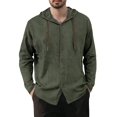 thumbnail image 2 of Mens Hooded Tshirt Solid Color Casual Long Sleeve Top Comfortable Streetwear Pullover Army Green XXL, 2 of 5