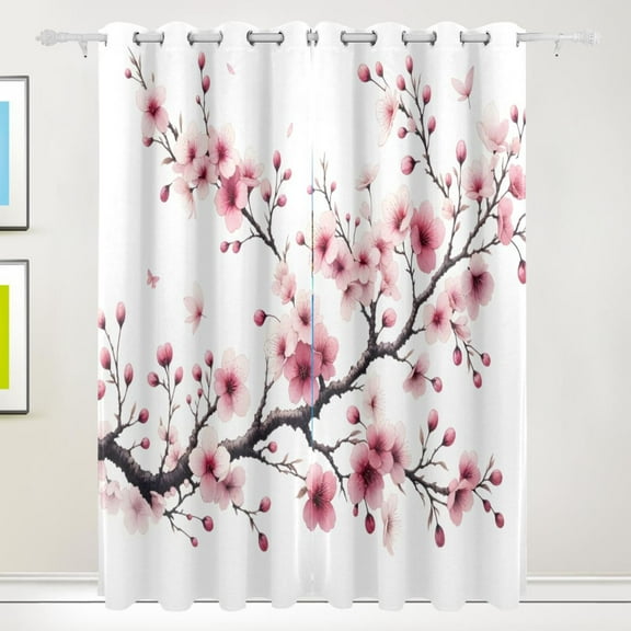 Pink Or Flowers Black Out Curtains 84 Inch Length Curtains for Sliding Glass Doors Bedroom Living Room 2 Pack