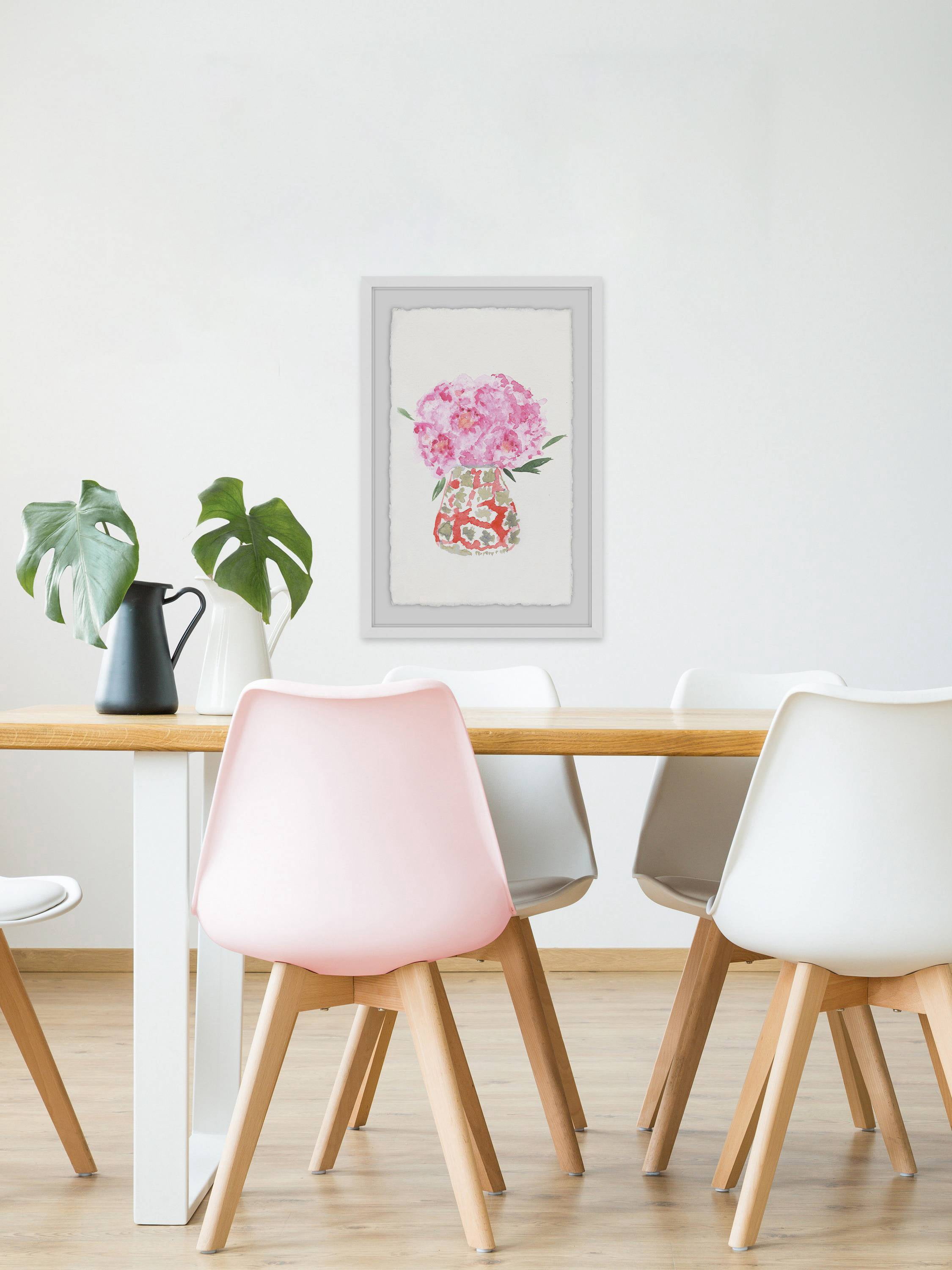 Fluffy Pink Flowers Framed Painting Print