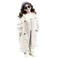 thumbnail image 2 of BRGZLK Girls Faux Fur Coat Kids Fluffy Long Sleeve Hooded Button Down Jacket Winter Daily Wear Outwear with Pockets White 7-8 Years, 2 of 5