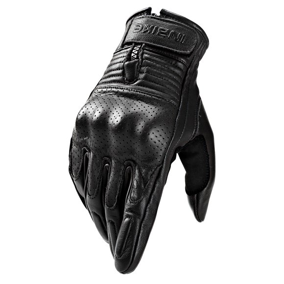EMMO Durables Gants de Conduite en Cuir avec Poignet Élastique pour Cyclistes, Cyclisme, Motocyclettes, Trottinettes Électriques et Cyclomoteurs (Paume Renforcée, Rembourrage Ergonomique des Jointures, Fermeture Éclair Facile à Enfiler)