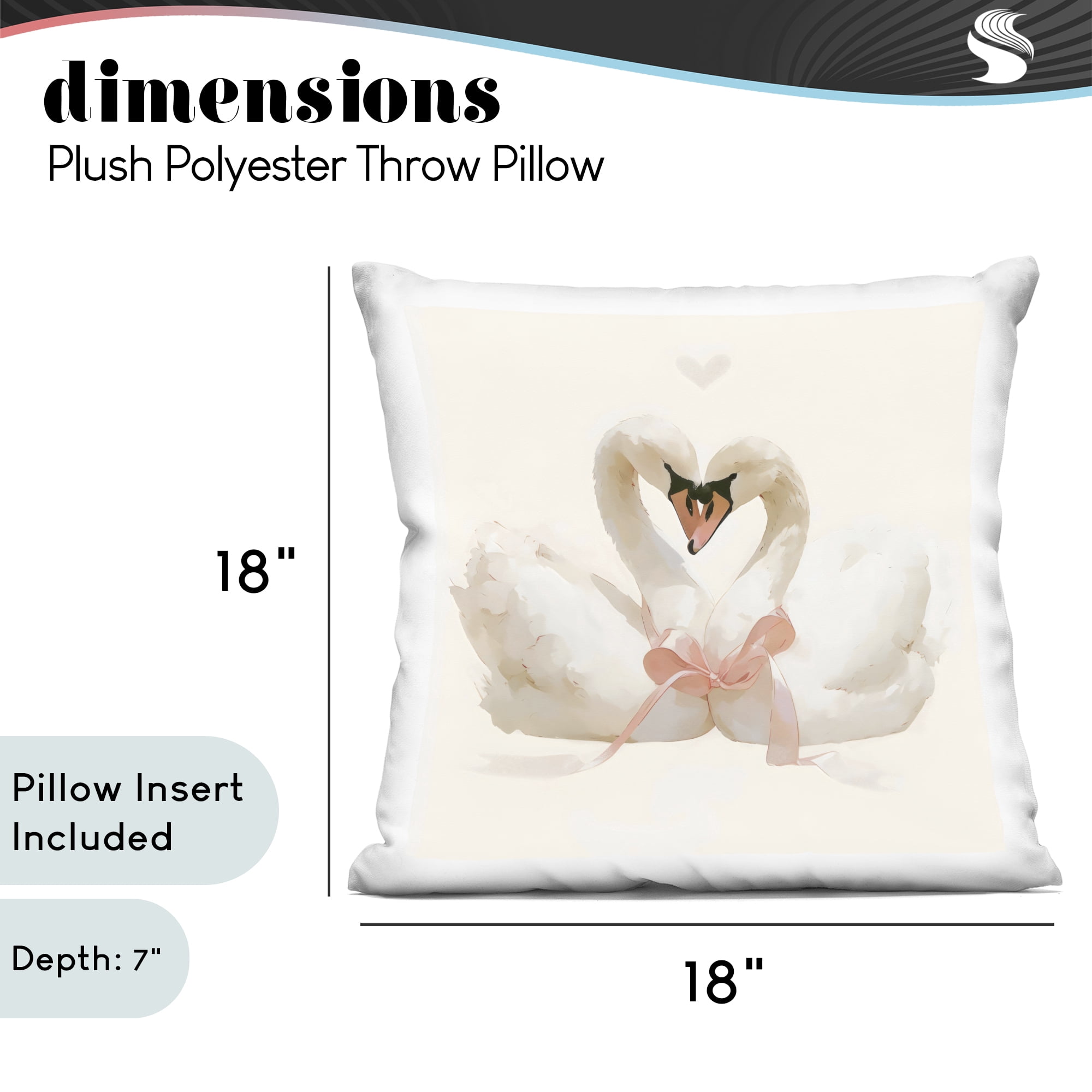 Stupell Industries Swan Pair with Bow Decorative Printed Throw Pillow, design by Creative Studio