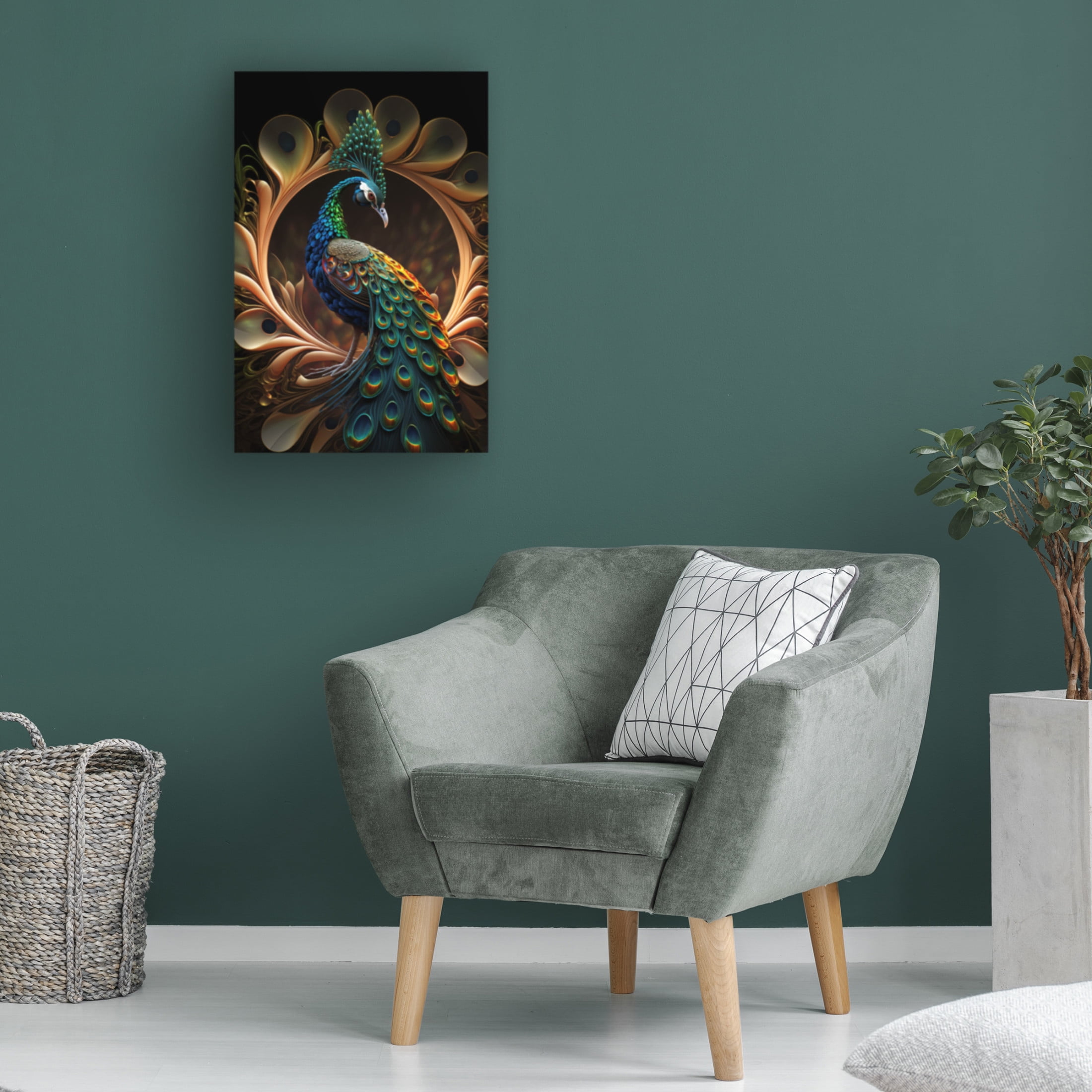 Canvas Wall Art - Ray Heere 'Proud Peacocks 31' Wall Art for Living Room, Bedroom, or Office Décor by Trademark Fine Art - 30 x 47 Inches