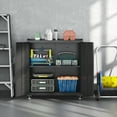 thumbnail image 6 of Firstsky Metal Garage Storage Cabinet with Wheels, Adjustable Rolling Tool Storage Cabinet with Lock, 34" Steel Locking Tool Cabinet with Doors and Shelves（Black）, 6 of 8