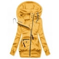 thumbnail image 2 of UJNDER Women's Solid Stitching Drawstring Hooded Slim Fashion Jacket Coat Outwear High Neck Zipper Jackets for Women Yellow XXXXL, 2 of 4
