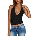 thumbnail image 5 of Babysbule Women's Halter V Neck Lace Tank Top Sleeveless Cropped Scalloped Hem Casual Summer Fashion Blouse for Dating Party Daily Wear, 5 of 8