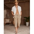 thumbnail image 2 of COOFANDY Men's Linen Capris Pants Below Knee Regular Fit 3/4 Pants Casual Drawstring Lightweight Beach Yoga Pants with Pockets, 2 of 9