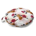 thumbnail image 1 of Floral Round Floor Cushion with Handle, Graphical Striped Lavatera Flowers on Plain Background, Decorative Pillow for Living Room & Dorms, 18" Round, Dark Pink Orange, by Ambesonne, 1 of 4