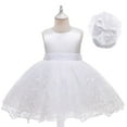 thumbnail image 2 of Baby Girls Ruffle Lace Backless with Headwear Bowknot Flower Wedding Christmas Dress, 3M-24M, 2 of 7