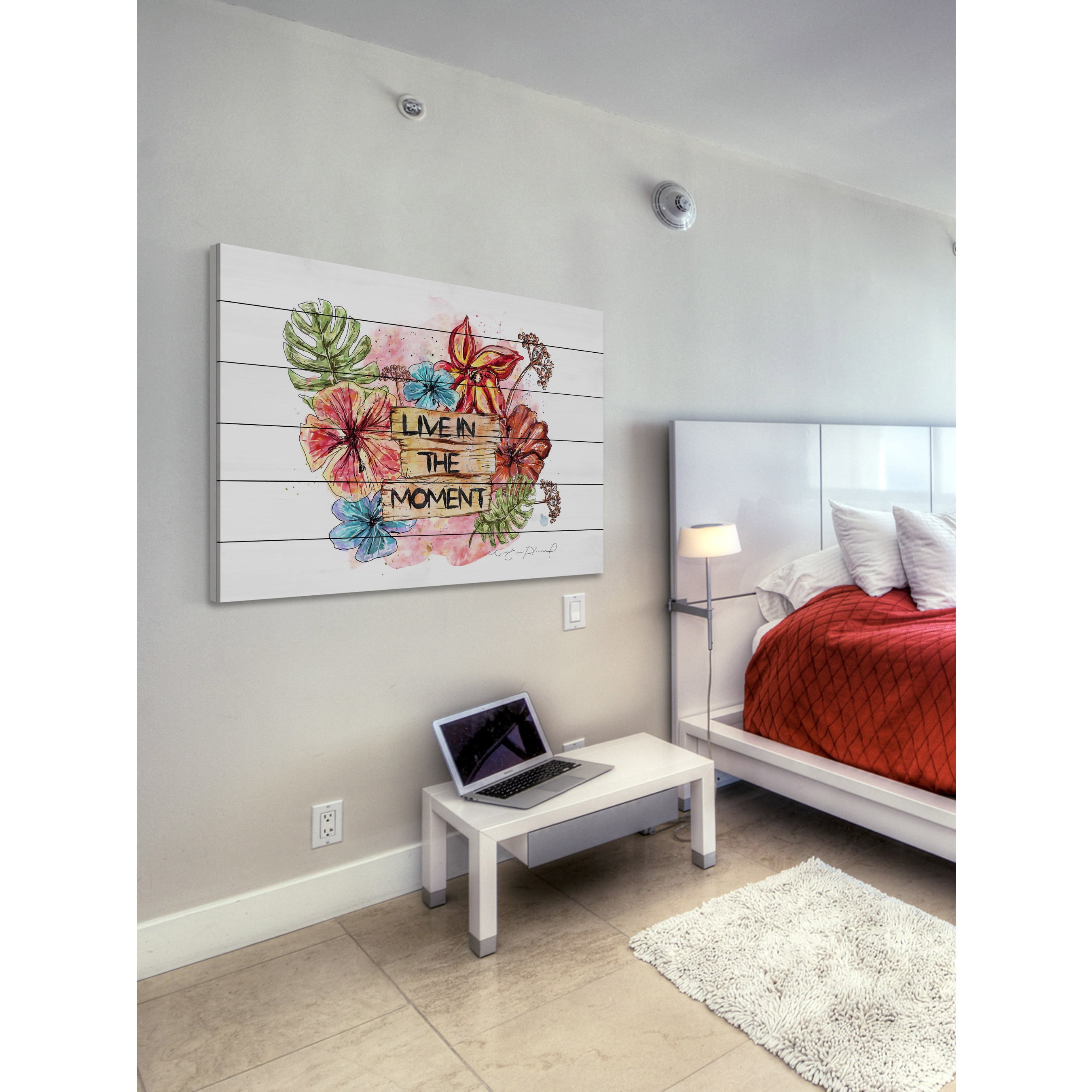 Marmont Hill "Live in the Moment" by Marie-Eve Pharand Painting Print on White Wood