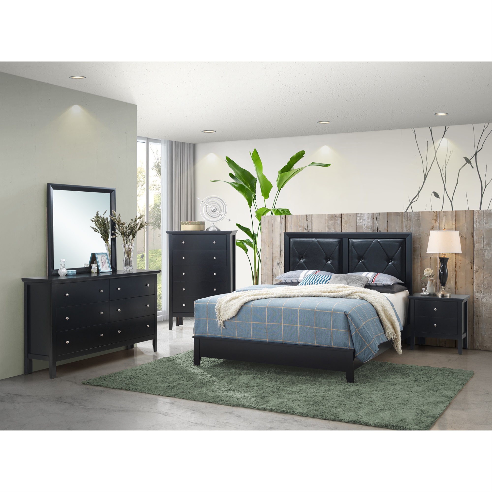 Primo Black Tufted Faux Leather Upholstered King Panel Bed - image 3 of 3