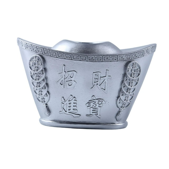 Bunblic Yuan Bao Statue Toothpick Case Storage Container, Portable Toothpick Box, Toothpick Holder for Restaurant, Kitchen, Tabletop Argent