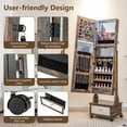 thumbnail image 5 of Giantex Standing Jewelry Armoire, Lockable Jewelry Organizer w/Full-Length Mirror, Vanity Mirror & 3-Color LED Lights, Mobile Jewelry Cabinet, Coffee, 5 of 9