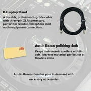 Pioneer DDJ-FLX10 4-Channel Professional DJ Controller - Black Bundle with Case, Laptop Stand, HDJ-CUE1 Headphones, XLR Microphone Cable, and Austin Bazaar Polishing Cloth