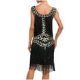 thumbnail image 4 of Pisexur Robe Sans Manches à Col Rond Hauteur Genou Women Robe Sans Manches à Col Rond à Paillettes avec Franges Robe de Fête Robe de Banquet Robe de Danse Robe Mini Women Robe, 4 of 5