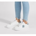 thumbnail image 6 of LUCKY STEP Stylish Star Low Top Lace Up Sneaker Comfort Walking Shoes,White/Denim Blue PU,Womens, 6 of 10