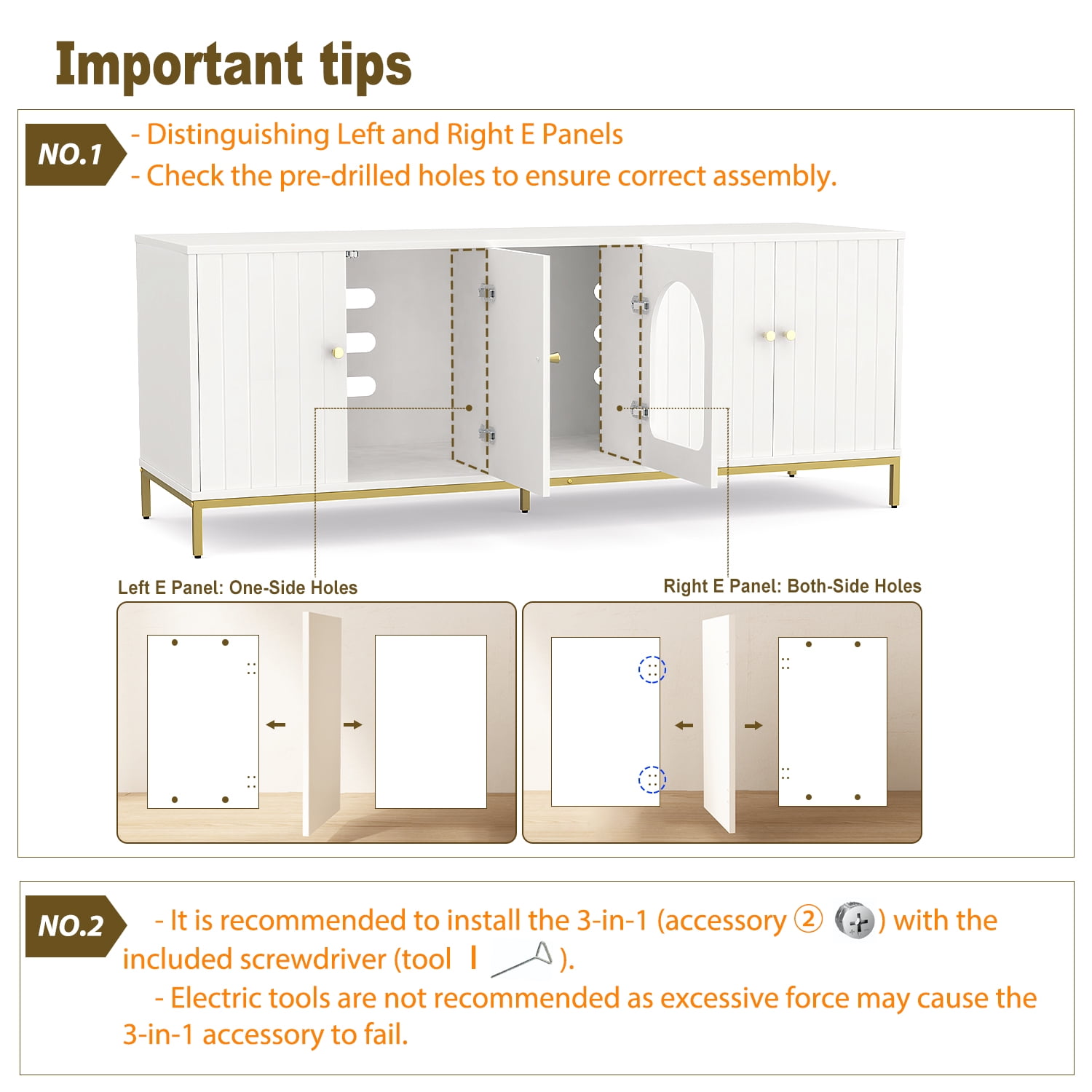 Cat Litter Box Enclosure for 2 Cats, Litter Box Furniture with Double Room, Central Entry, and Dual Use as TV Stand for Living Room, White (Elevated Version)