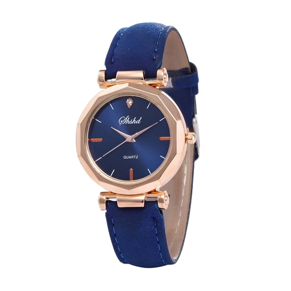 DESIGNICE Fashion Women Leather Casual Watch Luxury Analog Quartz Crystal Wristwatch Womens Watches Casual Blue