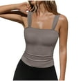 thumbnail image 1 of Blusa de poliéster para mujer, sin mangas, con cuello cuadrado y tirantes finos, de color liso, 1 of 9
