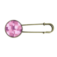 thumbnail image 1 of Broche de Tela de lino tejido cuadrado morado mosaico abstracto broche de Metal antiguo, 1 of 3