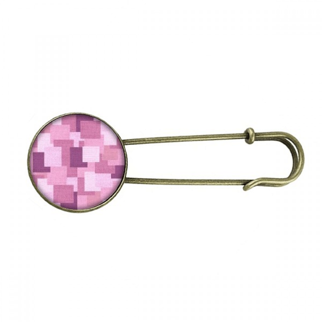 Broche de Tela de lino tejido cuadrado morado mosaico abstracto broche de Metal antiguo