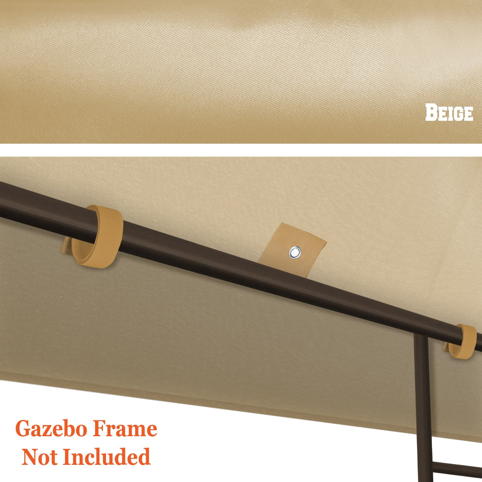SUNRISEUMBRELLA 119“”x119” Gazebo Replacement Canopy Top Single Tier Canopy Top Cover(BEIGE)