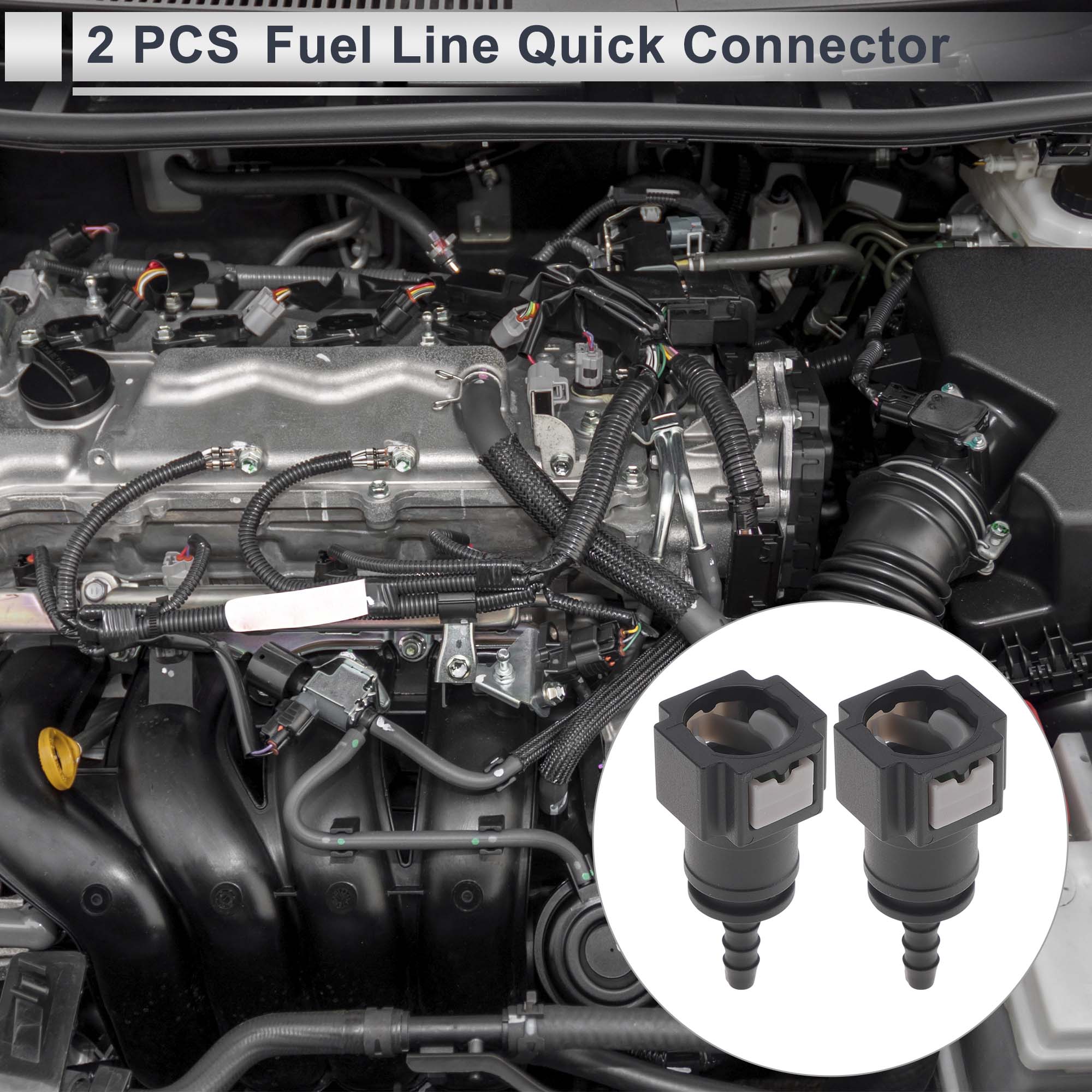 Unique Bargains Fuel Line Quick Connector for 5/16" SAE Male Connector Plastic Black Gray