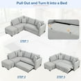 thumbnail image 2 of Gexpusm Pull Out Sofa Bed Convertible L Shaped Couch with 2 USB Ports and Movable Storage Ottoman,Gray, 2 of 6