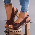 thumbnail image 2 of Dakaela Platform Heeled Sandals for Women with Adjustable Slingback Strap Open Toe Dressy Summer Vacation Beach Wedges Size 6-10 Brown, 2 of 7
