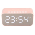 thumbnail image 2 of Altavoz Bluetooth inalámbrico, sonido estéreo, cancelación de ruido, visualización de temperatura, transmisión de voz, radio FM, espejo, despertador, color rosa, 2 of 14