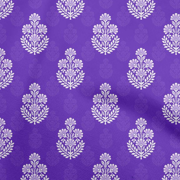 oneOone Cotton Poplin Purple Fabric Asian Dabu Print Dress Material Fabric Print Fabric By The Yard 56 Inch Wide