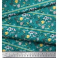 thumbnail image 2 of Soimoi Green polyester Crepe Fabric Stripe,Floral & Bird Artistic Fabric Prints by Yard 52 Inch Wide, 2 of 3