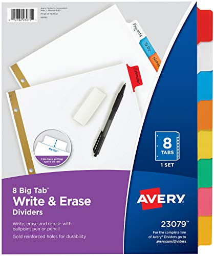 12 sets Write & Erase Multicolor Tabs Basics 5-Tab Binder Dividers 