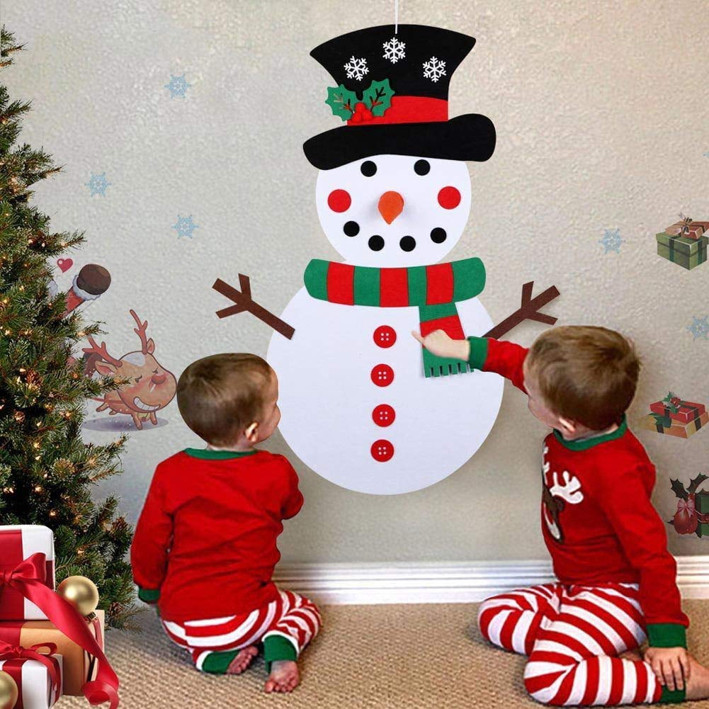 DIY Felt Christmas Snowman Game Set Detachable Ornament Xmas Wall Hanging Decor