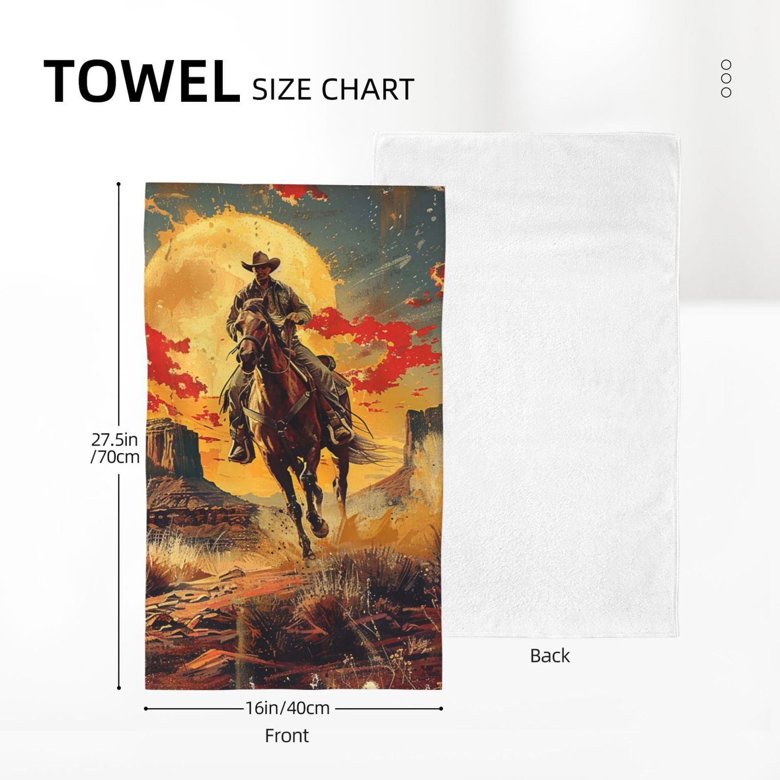 Western Desert Cowboys Vintage Art 27.5" x 16" Ultra Soft Hand Towel, Face Wash Cloth for Bathroom, Gym, Travel, Pool