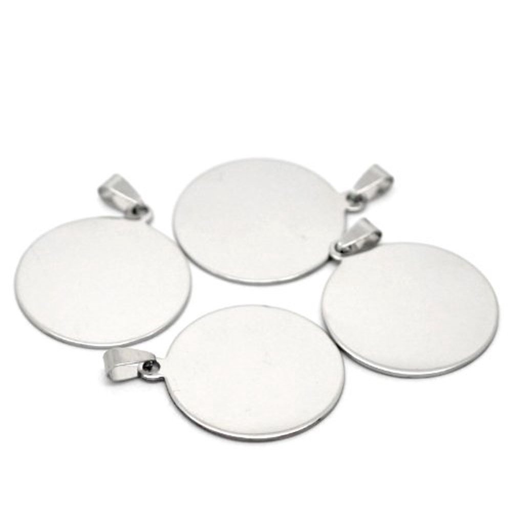 5 Stainless Steel Dye Stamping Engraving Blanks Tags Round with Bail