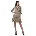 thumbnail image 3 of Moomaya Robe Courte Décontractée pour Femmes en Georgette Imprimée à Manches 3/4 et Col en V, 3 of 6