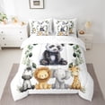 thumbnail image 2 of Manfei Jungle Panda 7 Pieces Bedding Comforter Set,Rustic Plant Leaf Full Bedding Set,Zoo Elephant Zebra Fitted Sheet Flat Sheet For Teens,Luxury Bedroom Decor Reversible, 2 of 8