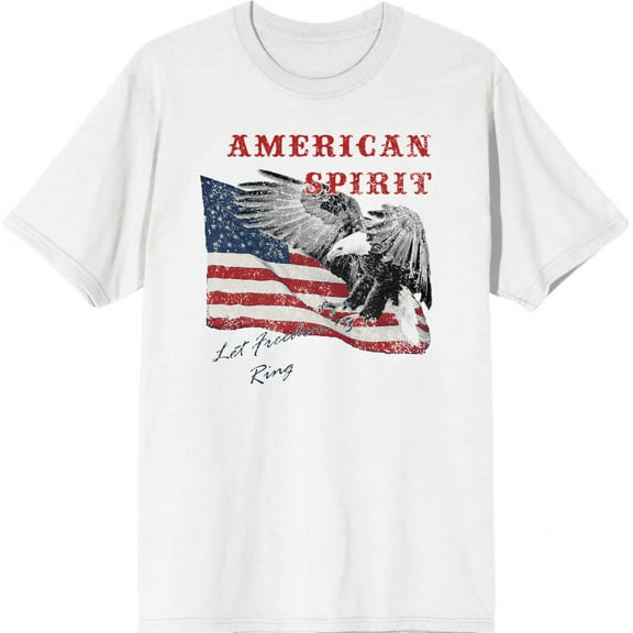 Americana Let Freedom Ring Men's White Crew Neck Short Sleeve Tee-Large
