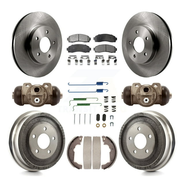 Transit Auto Front Rear Disc Brake Rotors Semi-Metallic Pads and Drum Kit (9Pc) for Car Chevrolet Equinox Saturn Vue Pontiac Torrent K8F-102188