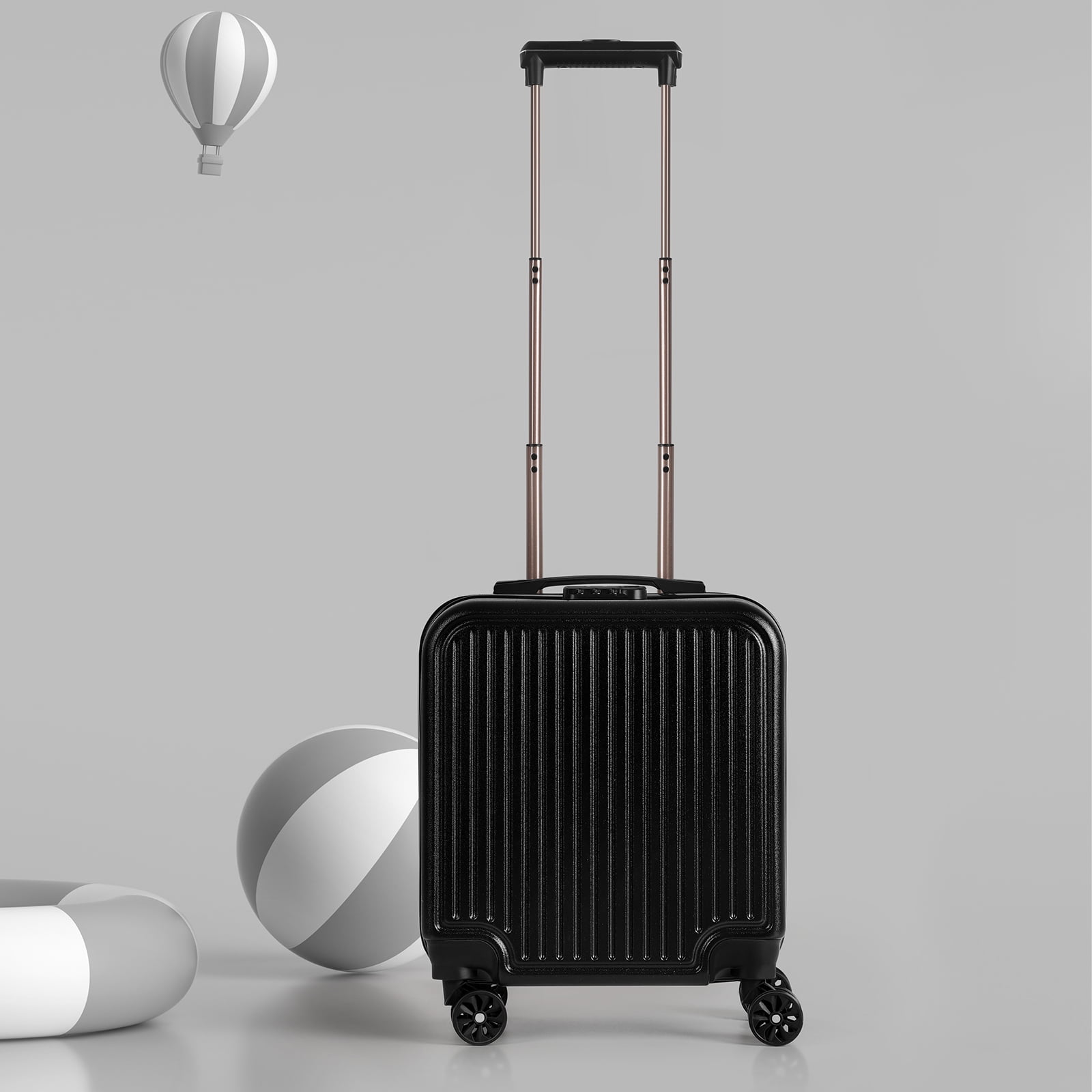 18" Underseat Carry On Luggage with Wheels Hard Shell Mini Small Suitcase