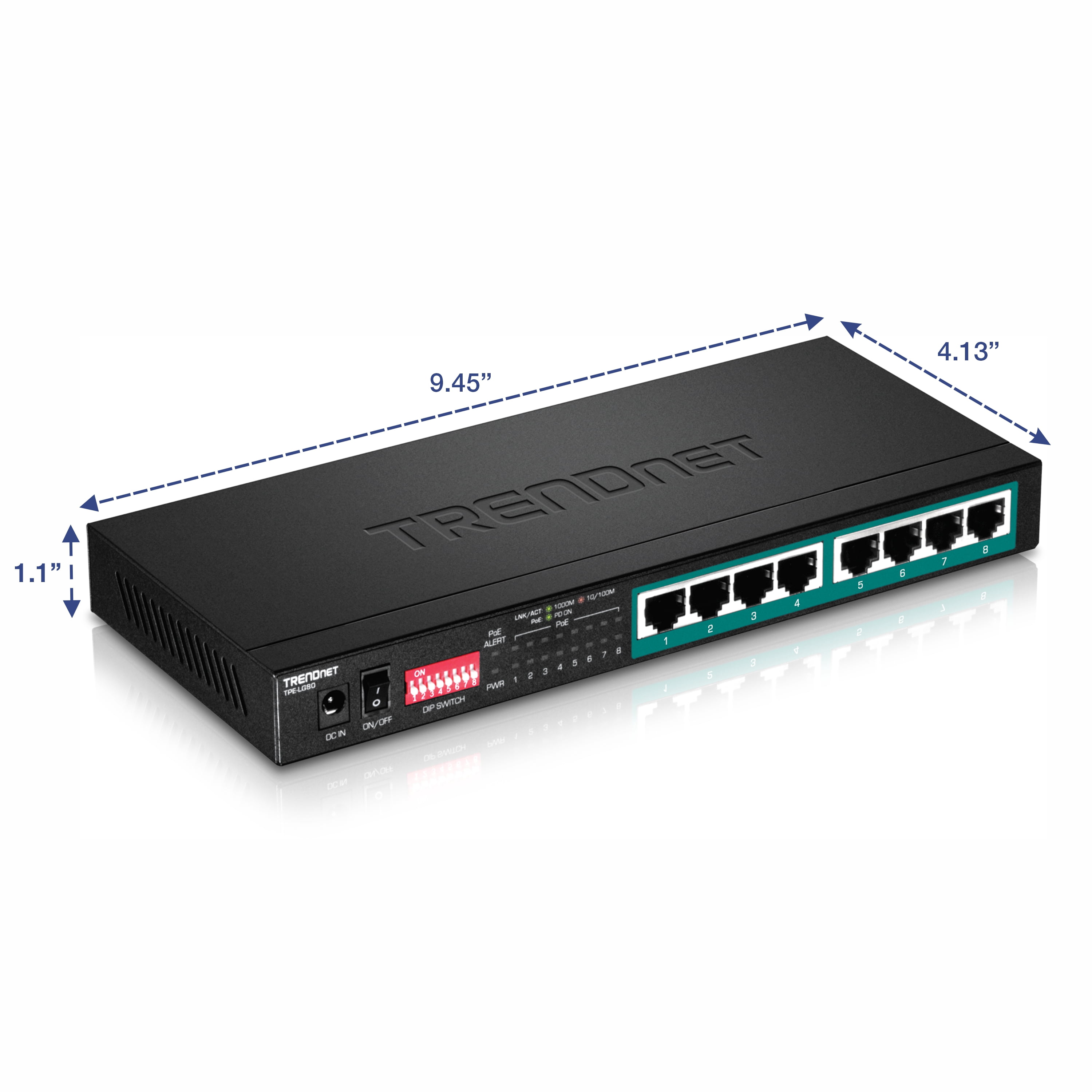 TRENDnet TPE-LG80 8-Port Gigabit Long Range PoE+ Switch